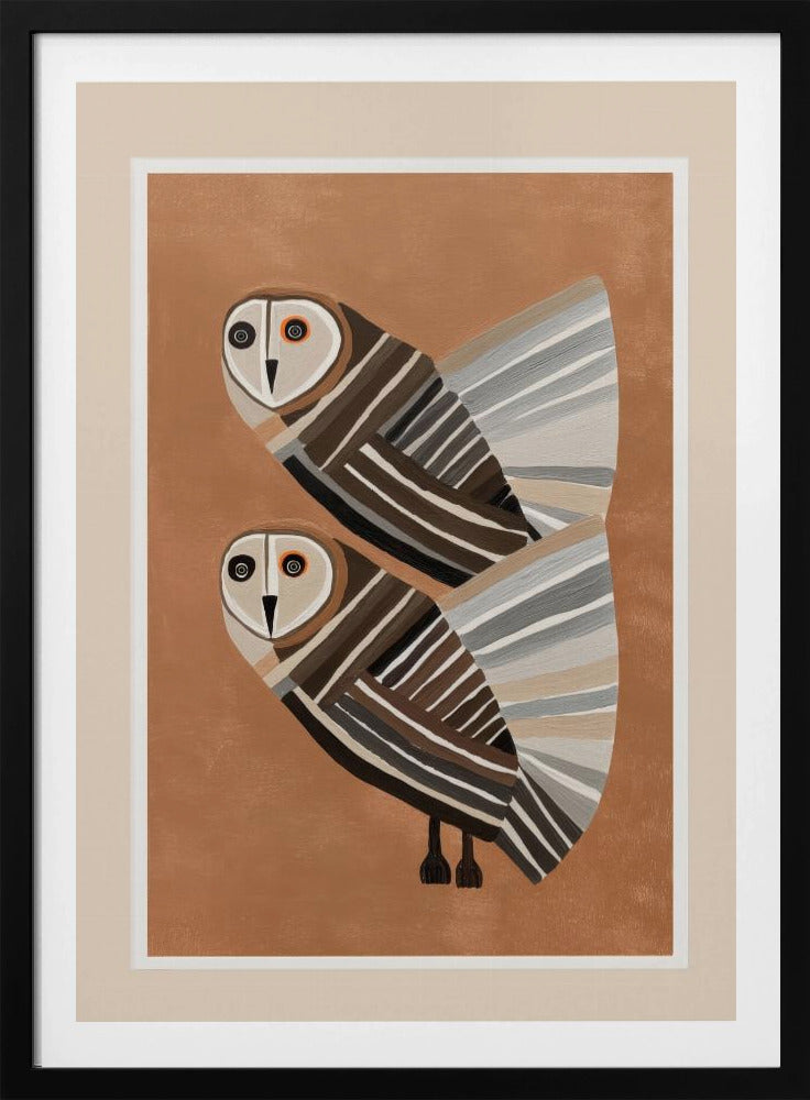 Striped Owl Pair - Poster / Art Print