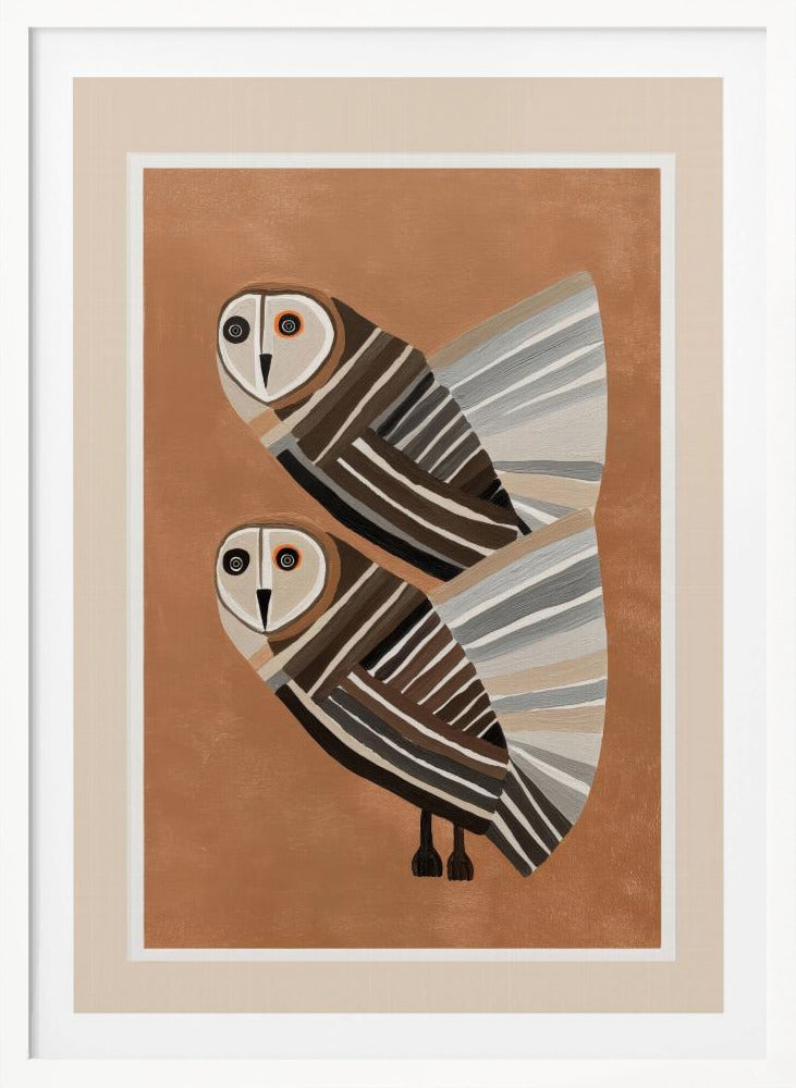 Striped Owl Pair - Poster / Art Print
