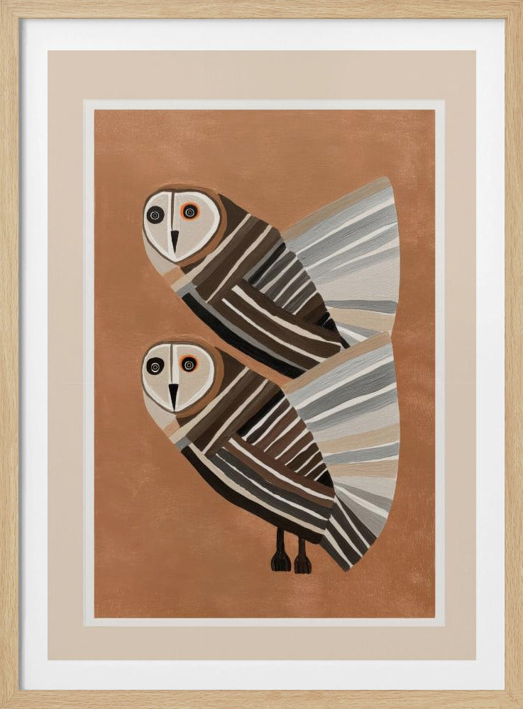 Striped Owl Pair - Poster / Art Print