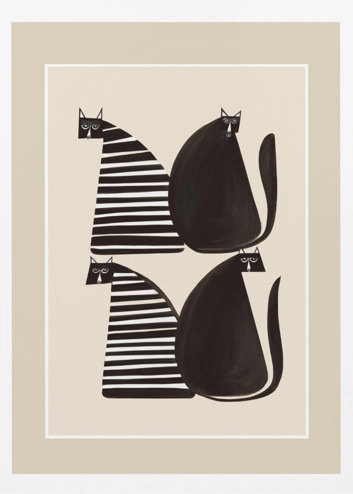 Minimalist Cats In Black and White - Poster / Art Print