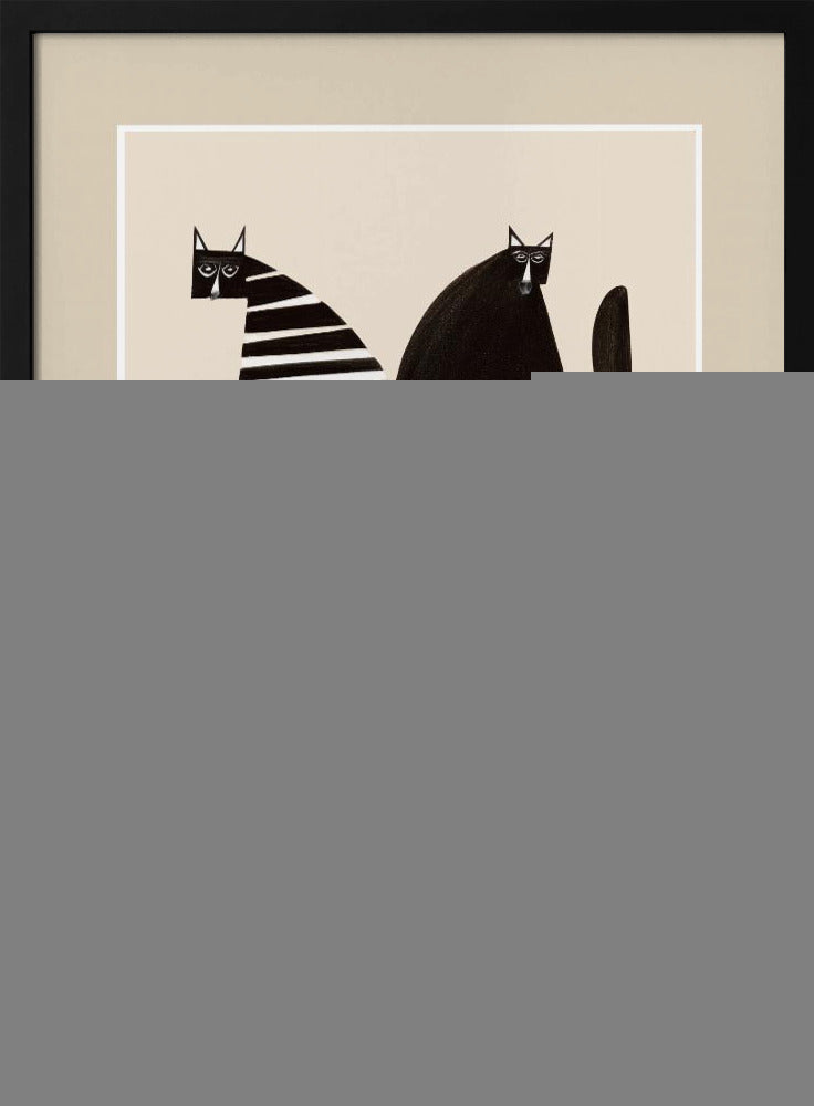 Minimalist Cats In Black and White - Poster / Art Print