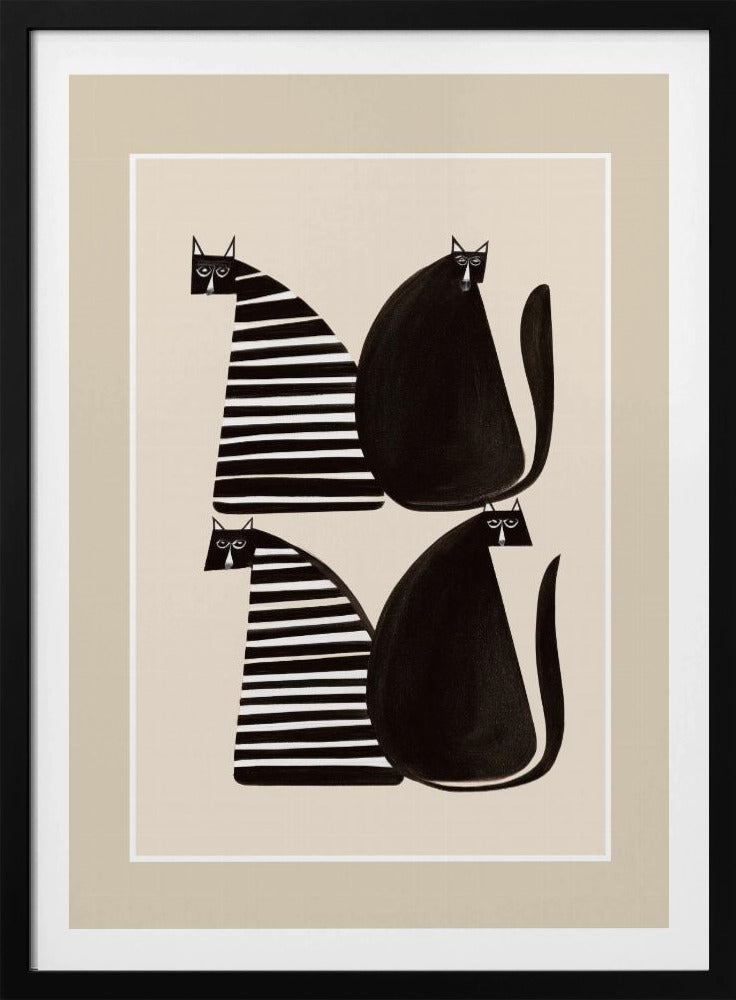 Minimalist Cats In Black and White - Poster / Art Print