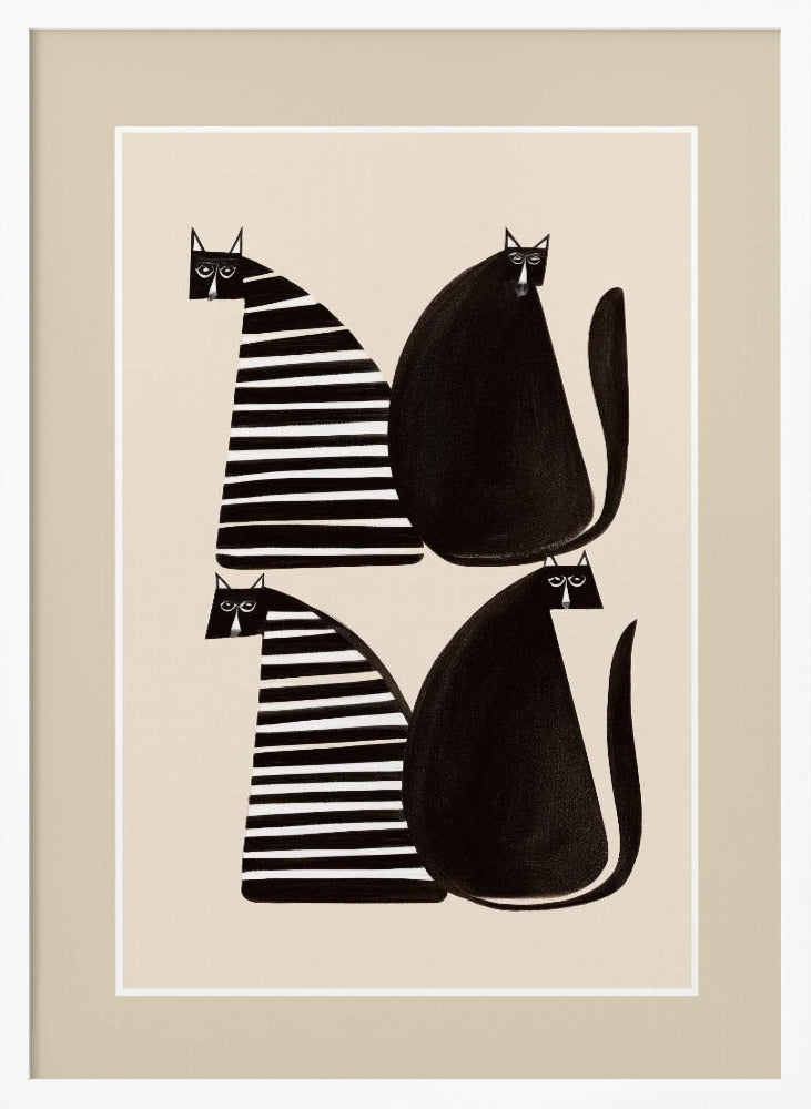 Minimalist Cats In Black and White - Poster / Art Print