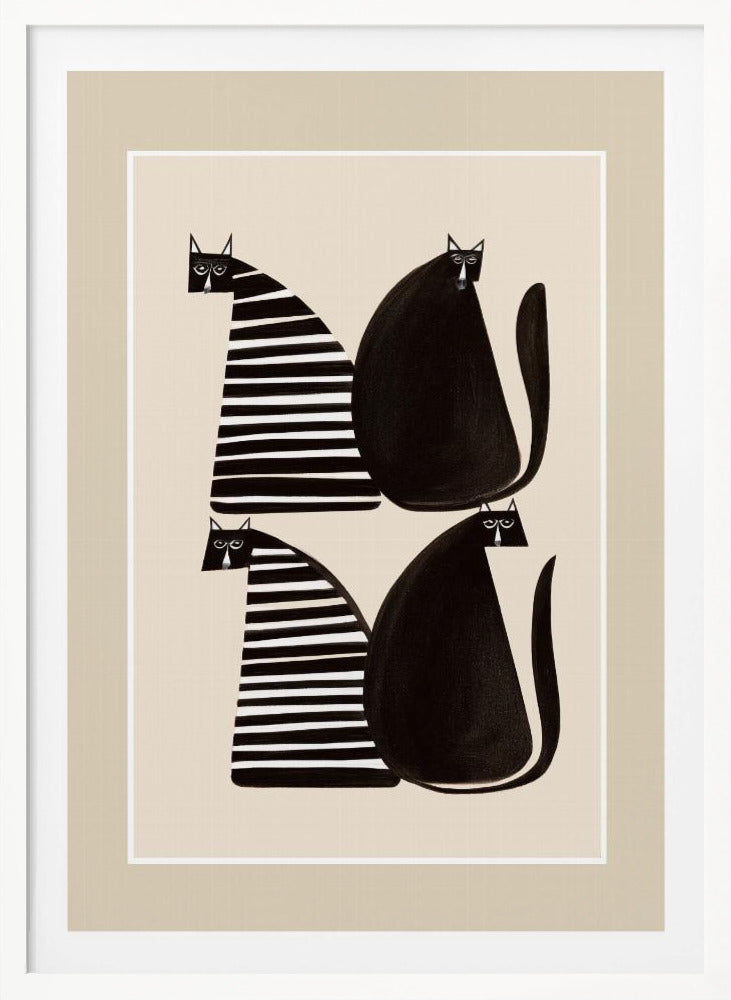 Minimalist Cats In Black and White - Poster / Art Print