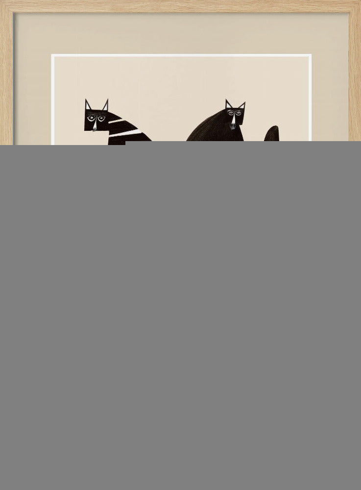 Minimalist Cats In Black and White - Poster / Art Print