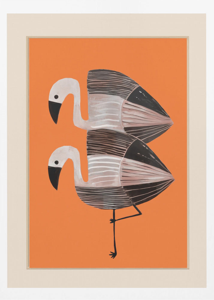 Tangerine Flamingos - Poster / Art Print