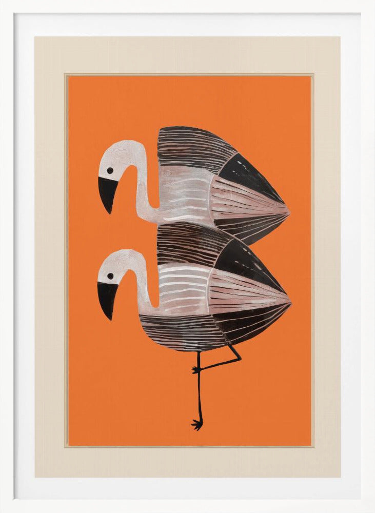 Tangerine Flamingos - Poster / Art Print
