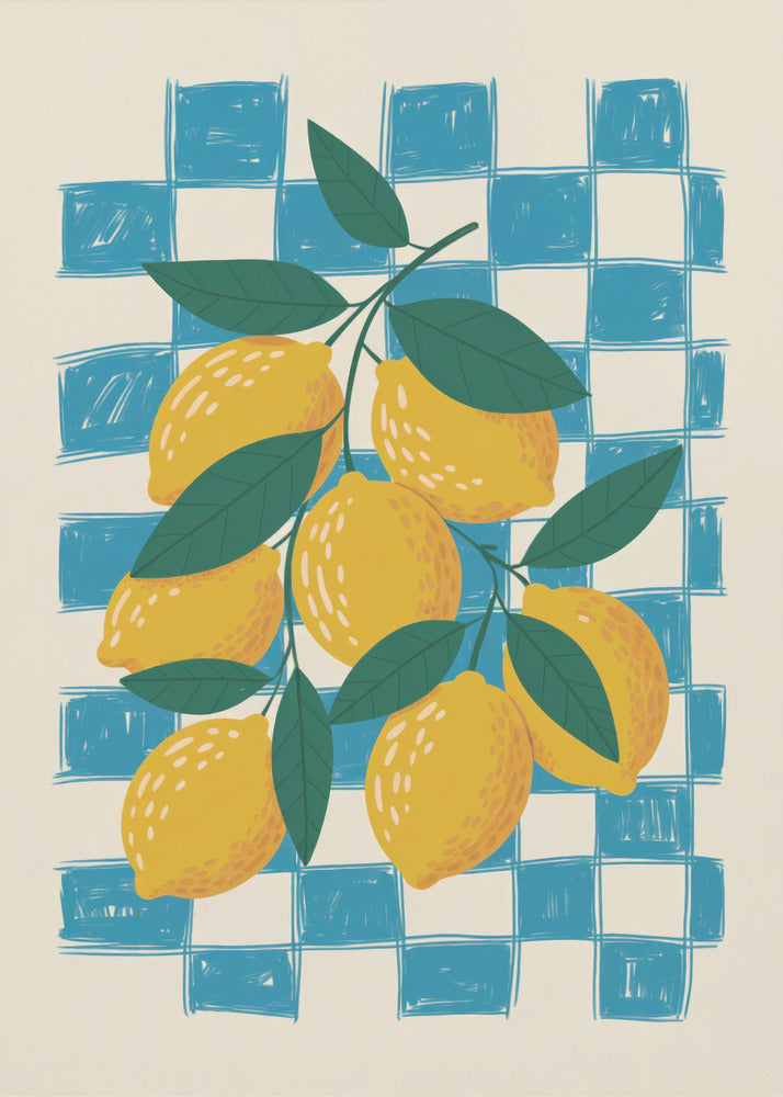 Lemon and Checks No 1 - Poster / Art Print