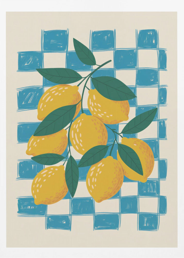 Lemon and Checks No 1 - Poster / Art Print