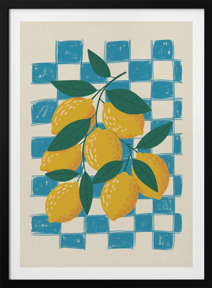 Lemon and Checks No 1 - Poster / Art Print