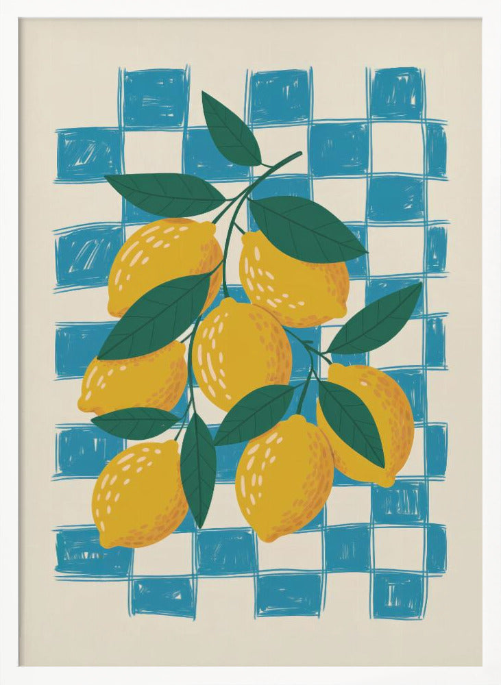Lemon and Checks No 1 - Poster / Art Print