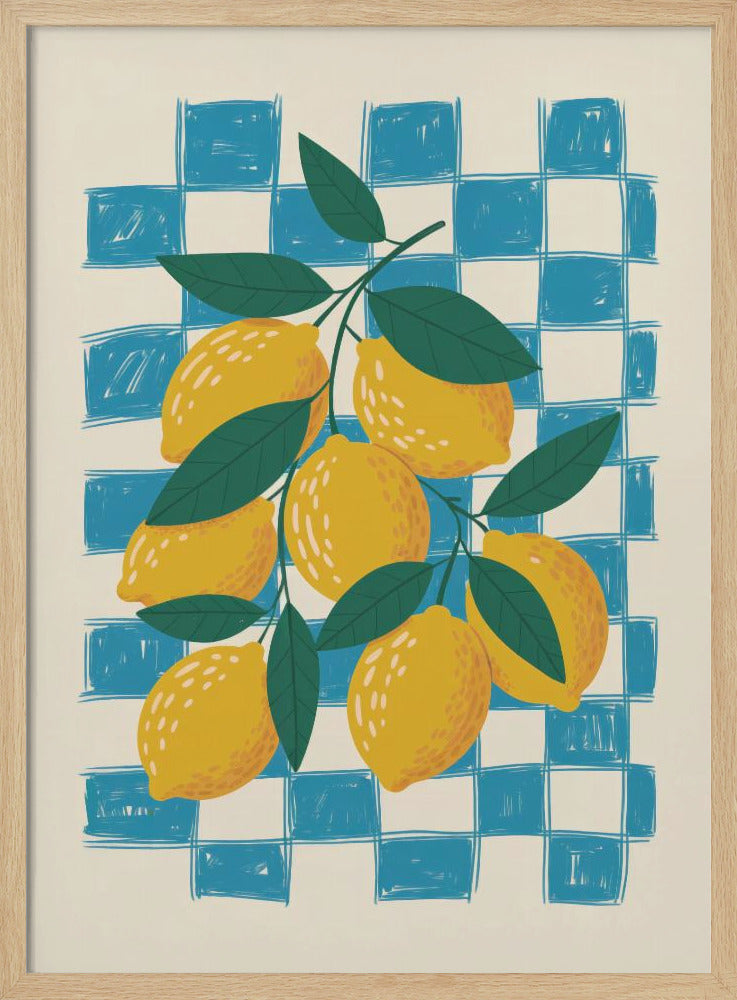 Lemon and Checks No 1 - Poster / Art Print