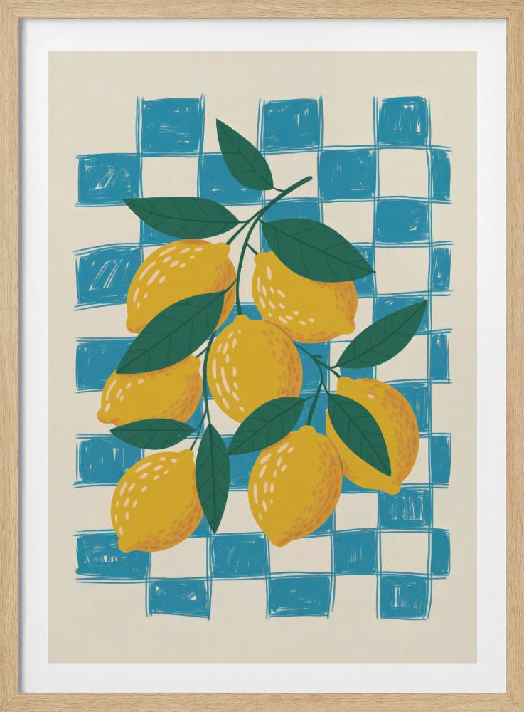 Lemon and Checks No 1 - Poster / Art Print