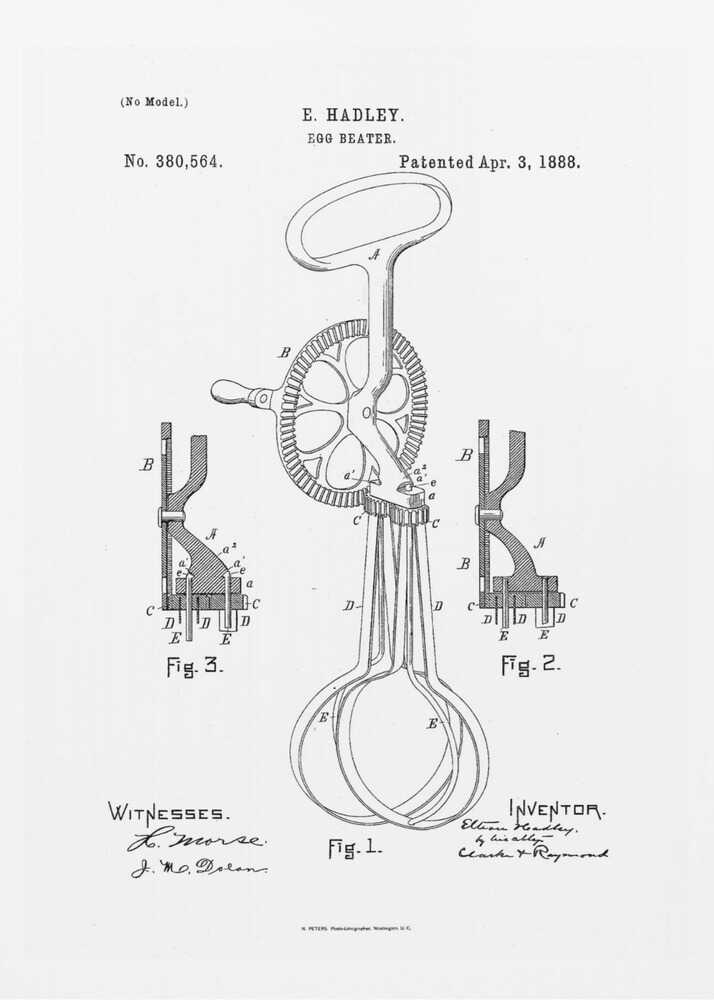Egg Beater Patent 1888 - Poster / Art Print