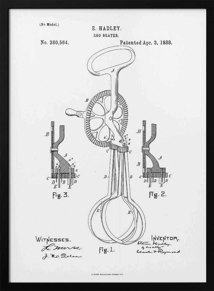 Egg Beater Patent 1888 - Poster / Art Print