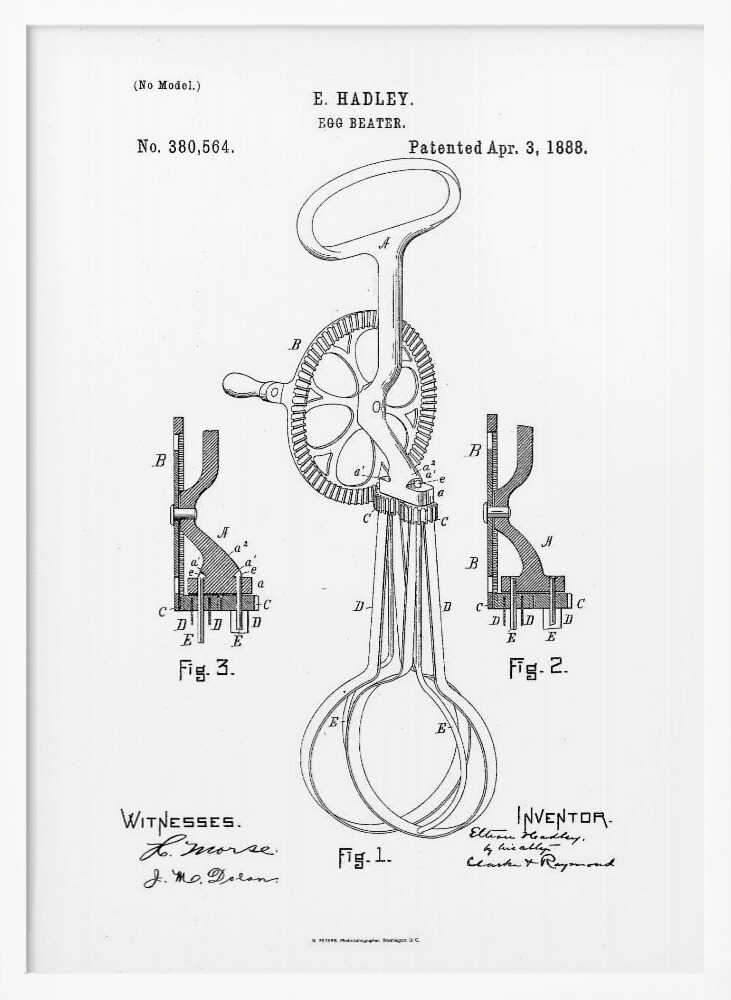Egg Beater Patent 1888 - Poster / Art Print