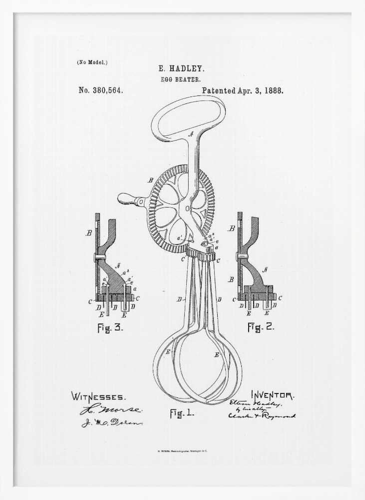 Egg Beater Patent 1888 - Poster / Art Print