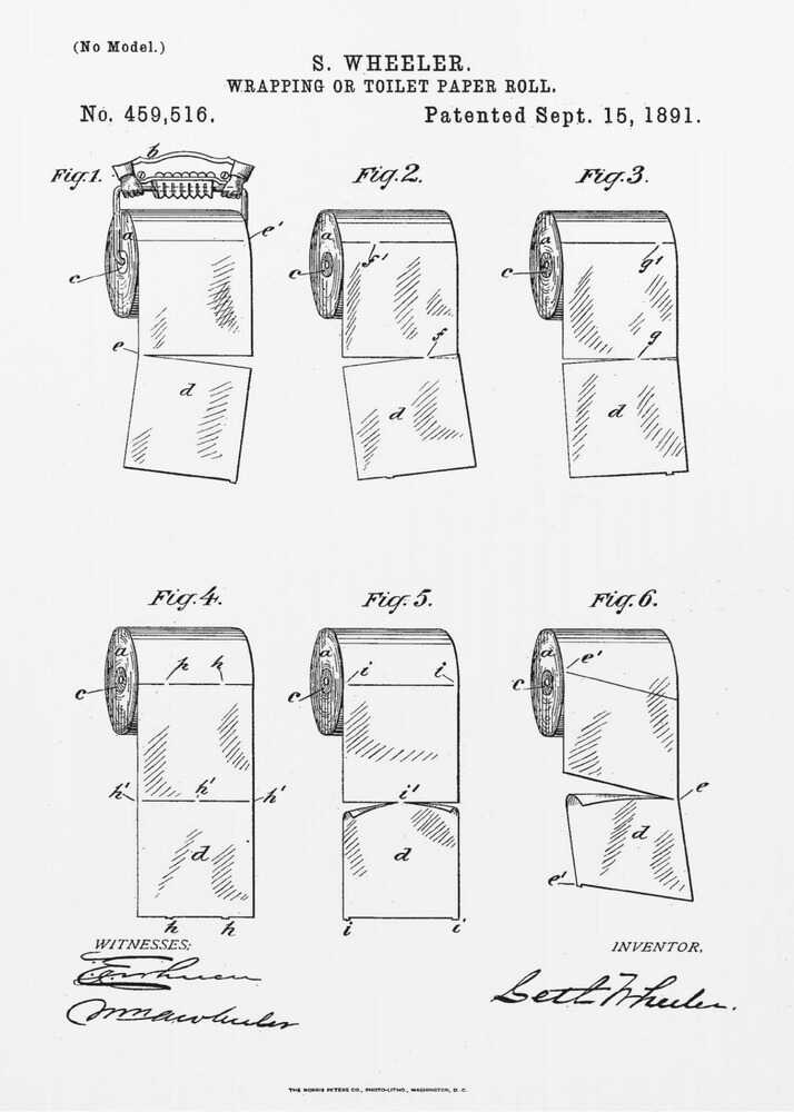 Toilet Paper Roll 2 Patent 1891 - Poster / Art Print