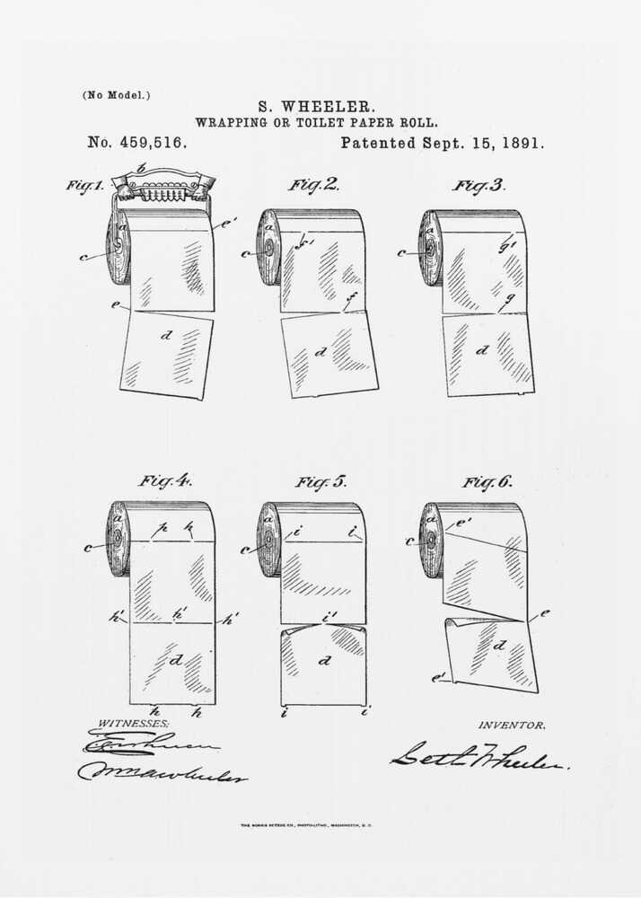 Toilet Paper Roll 2 Patent 1891 - Poster / Art Print