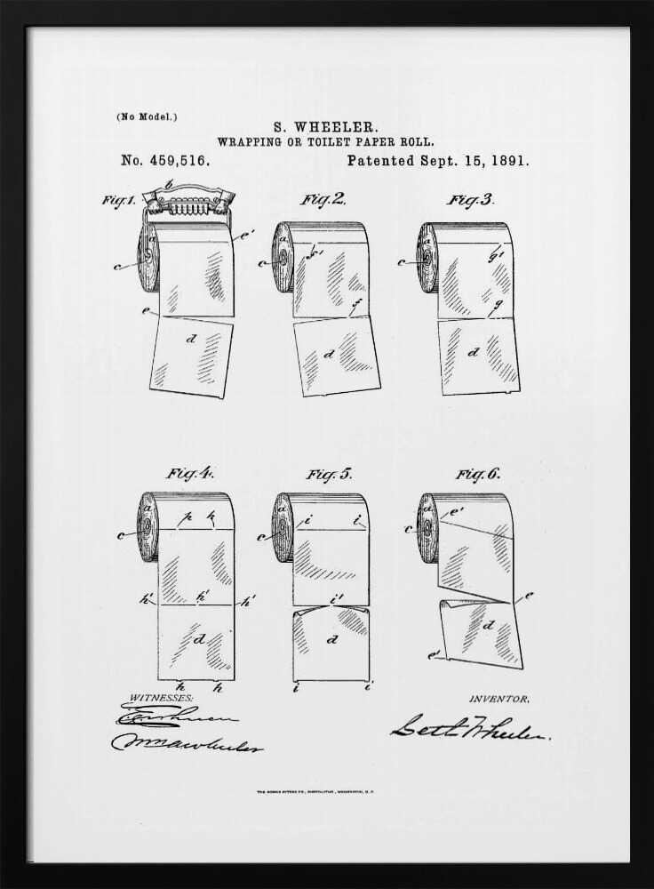 Toilet Paper Roll 2 Patent 1891 - Poster / Art Print