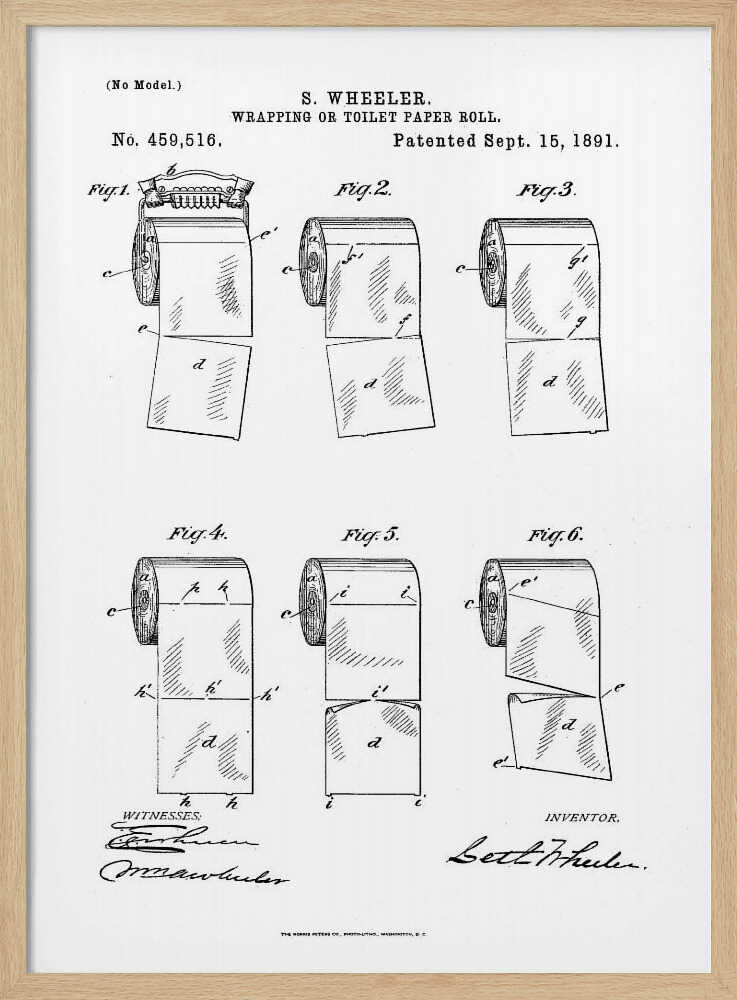 Toilet Paper Roll 2 Patent 1891 - Poster / Art Print