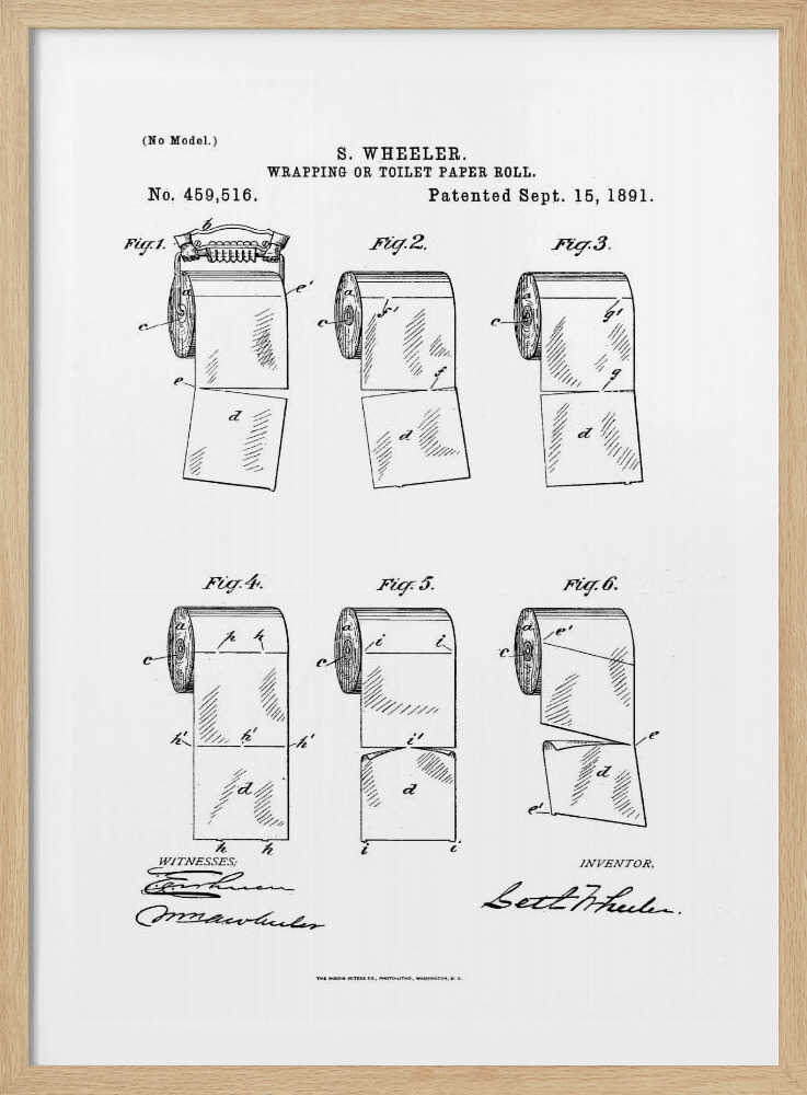 Toilet Paper Roll 2 Patent 1891 - Poster / Art Print