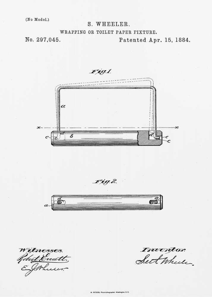 Toilet Paper Fixture Patent 1884 - Poster / Art Print