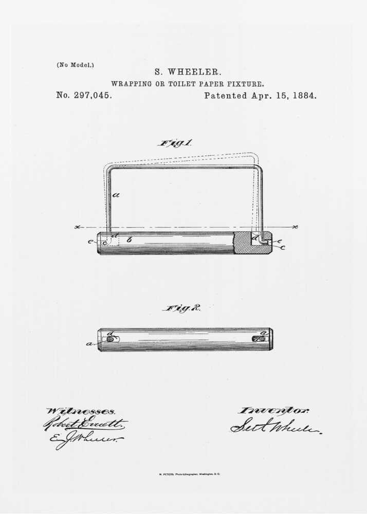 Toilet Paper Fixture Patent 1884 - Poster / Art Print