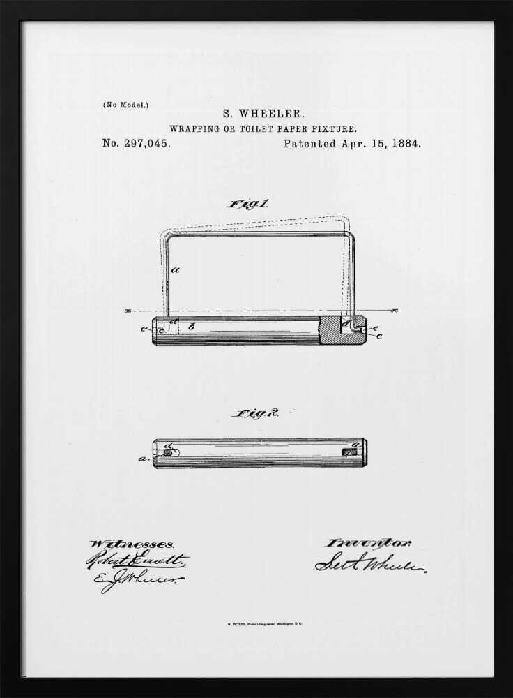 Toilet Paper Fixture Patent 1884 - Poster / Art Print