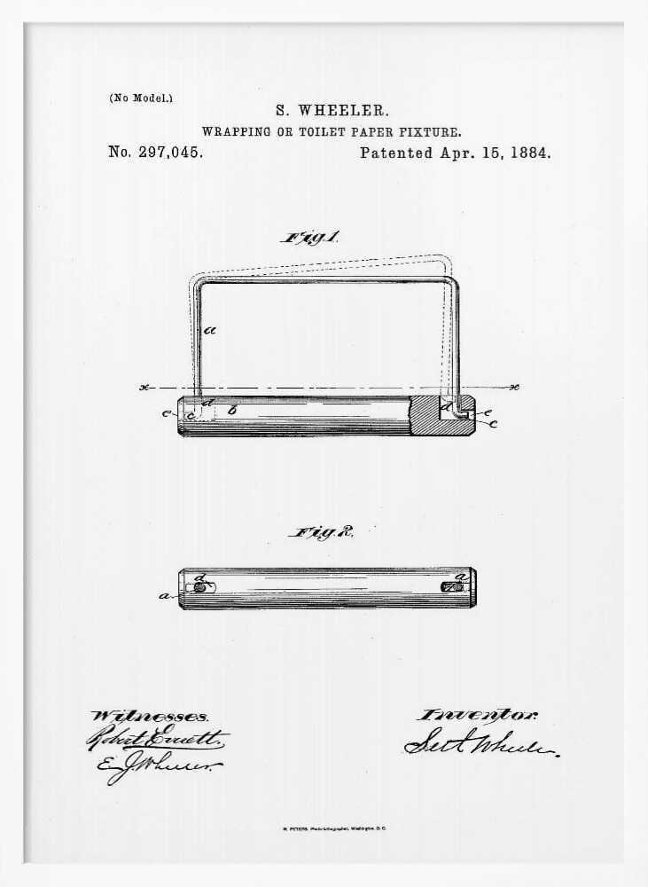 Toilet Paper Fixture Patent 1884 - Poster / Art Print