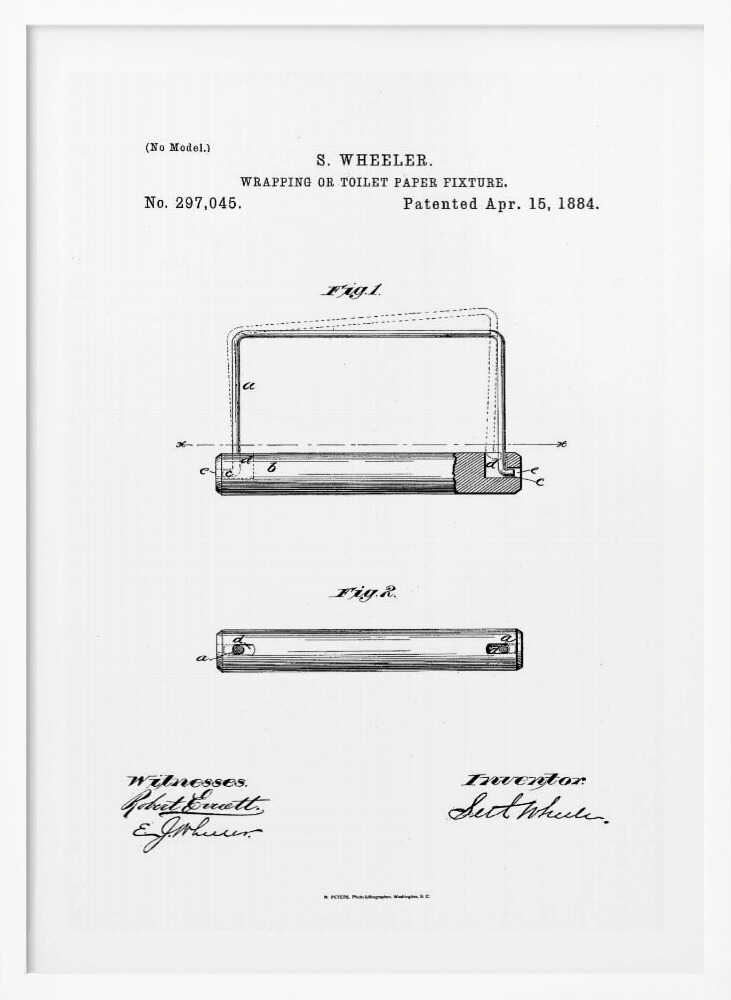 Toilet Paper Fixture Patent 1884 - Poster / Art Print