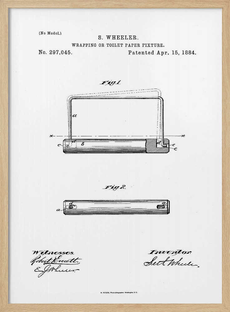 Toilet Paper Fixture Patent 1884 - Poster / Art Print