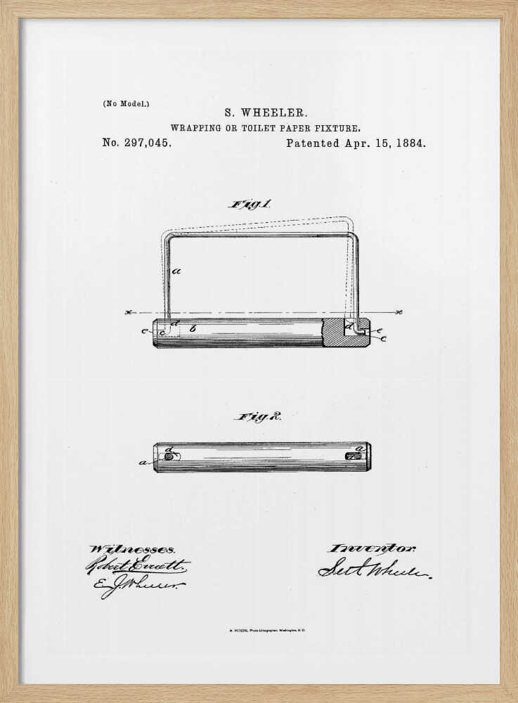 Toilet Paper Fixture Patent 1884 - Poster / Art Print