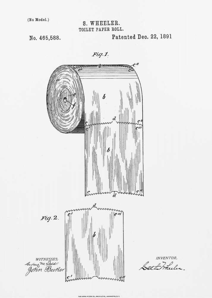 Toilet Paper Roll Patent 1891 - Poster / Art Print