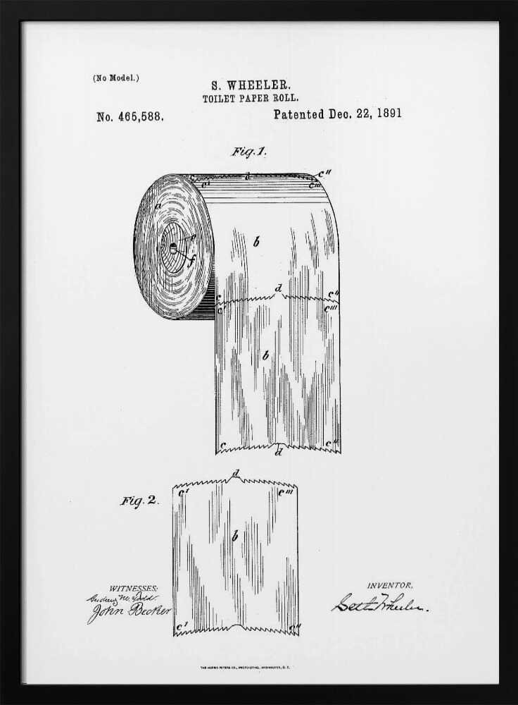 Toilet Paper Roll Patent 1891 - Poster / Art Print