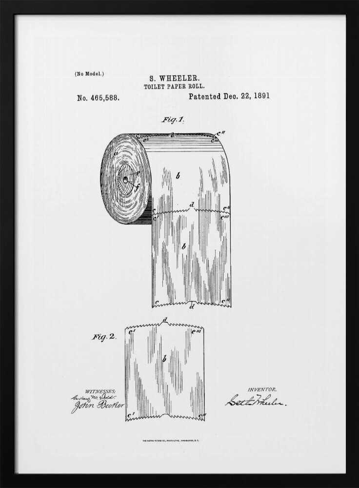 Toilet Paper Roll Patent 1891 - Poster / Art Print