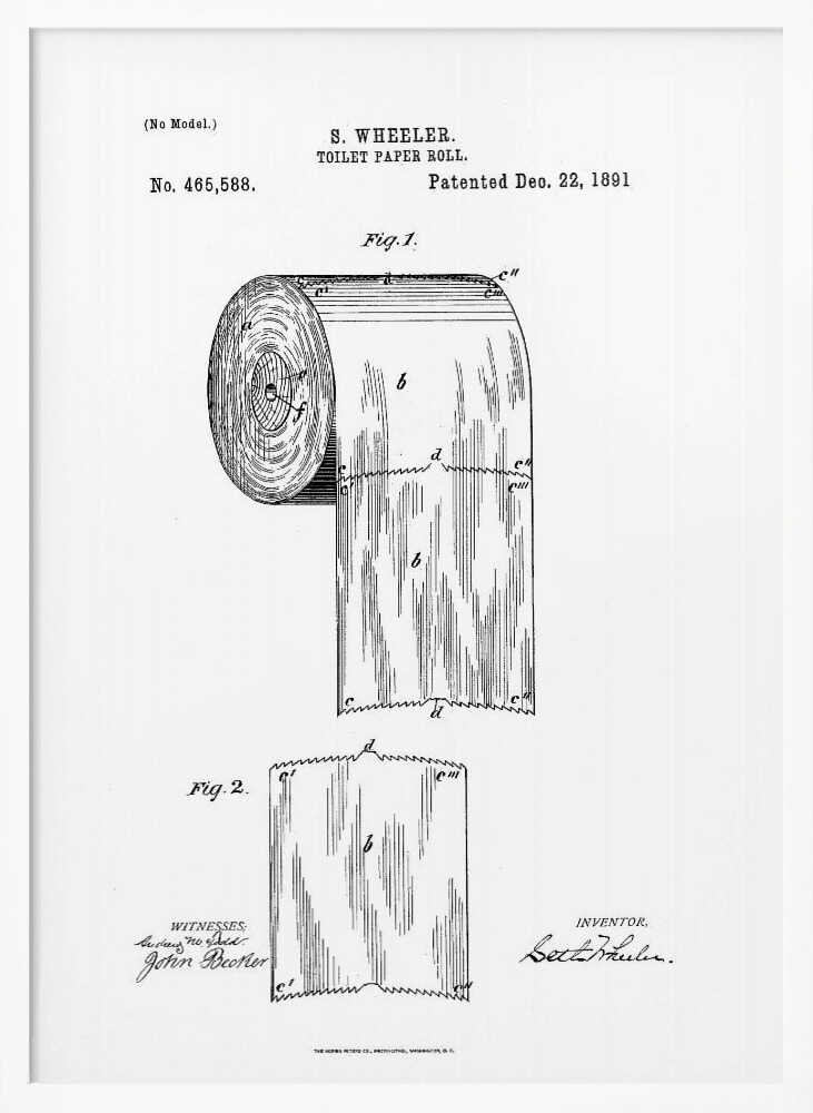 Toilet Paper Roll Patent 1891 - Poster / Art Print