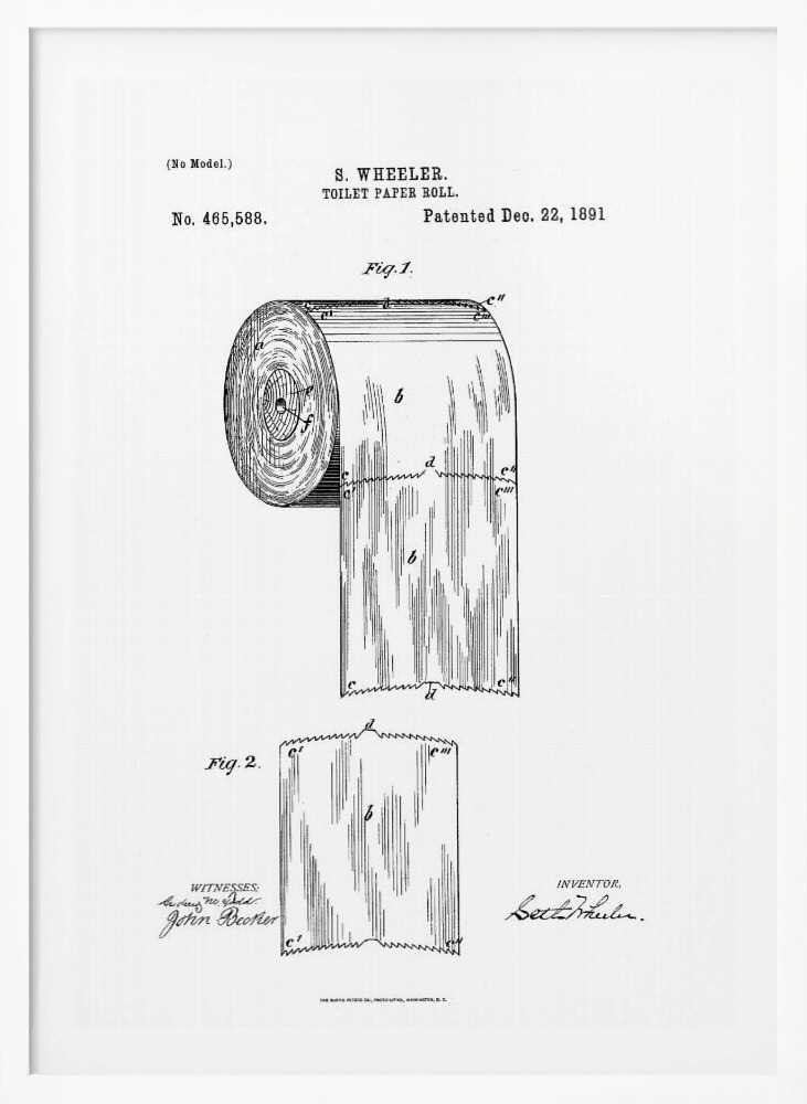 Toilet Paper Roll Patent 1891 - Poster / Art Print