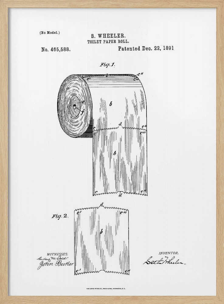 Toilet Paper Roll Patent 1891 - Poster / Art Print