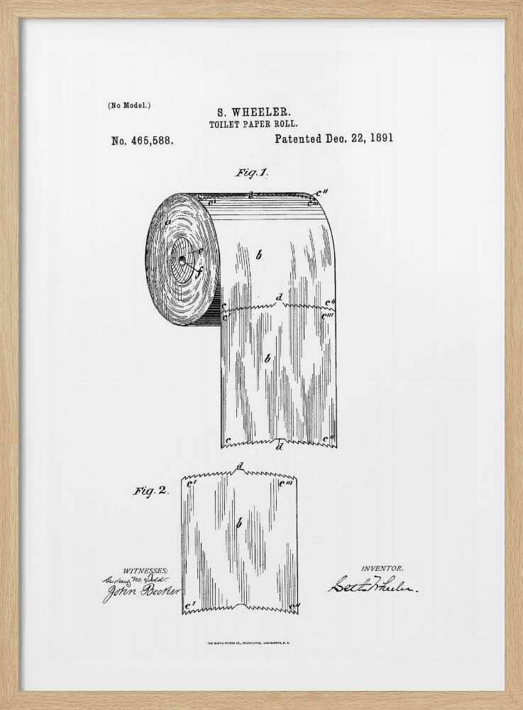 Toilet Paper Roll Patent 1891 - Poster / Art Print