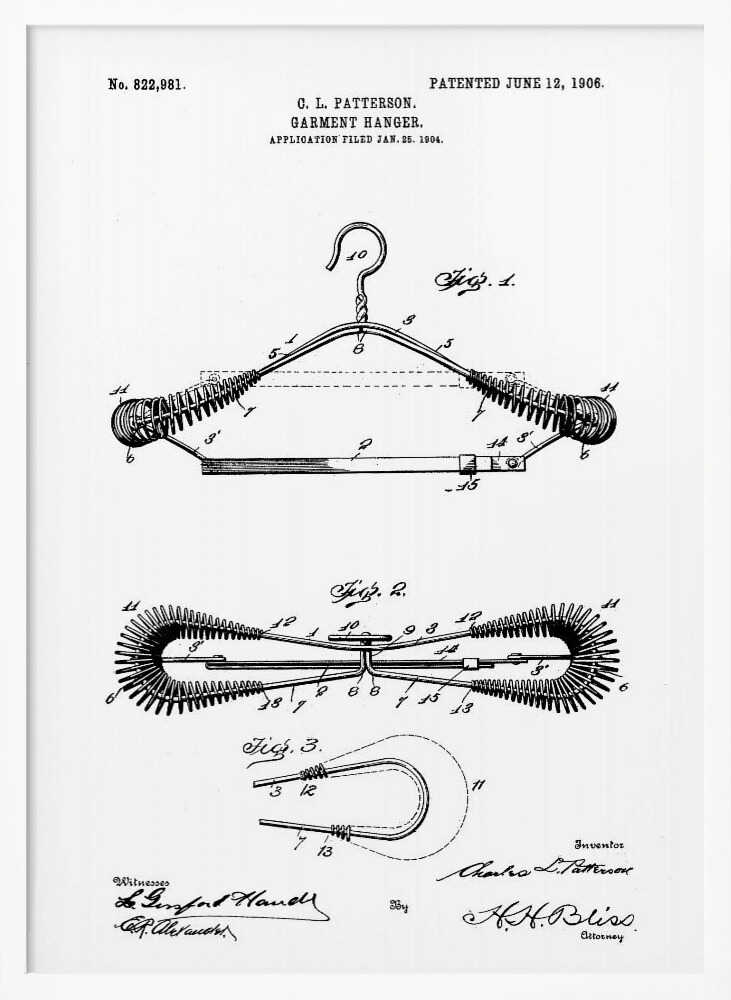 Garment Hanger Patent 1906 - Poster / Art Print