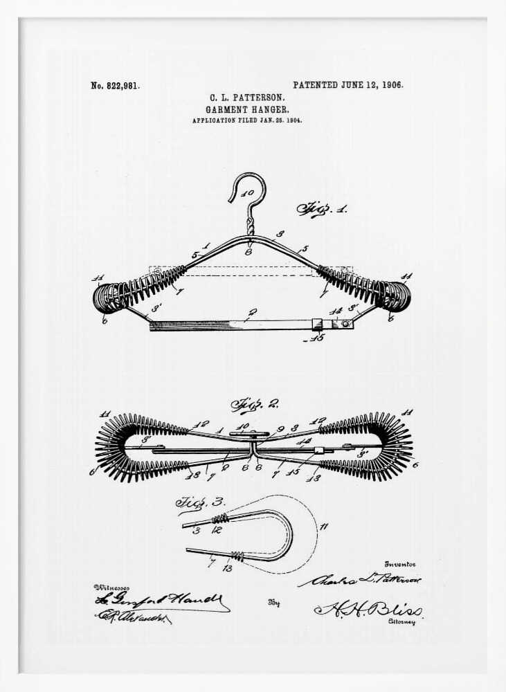 Garment Hanger Patent 1906 - Poster / Art Print