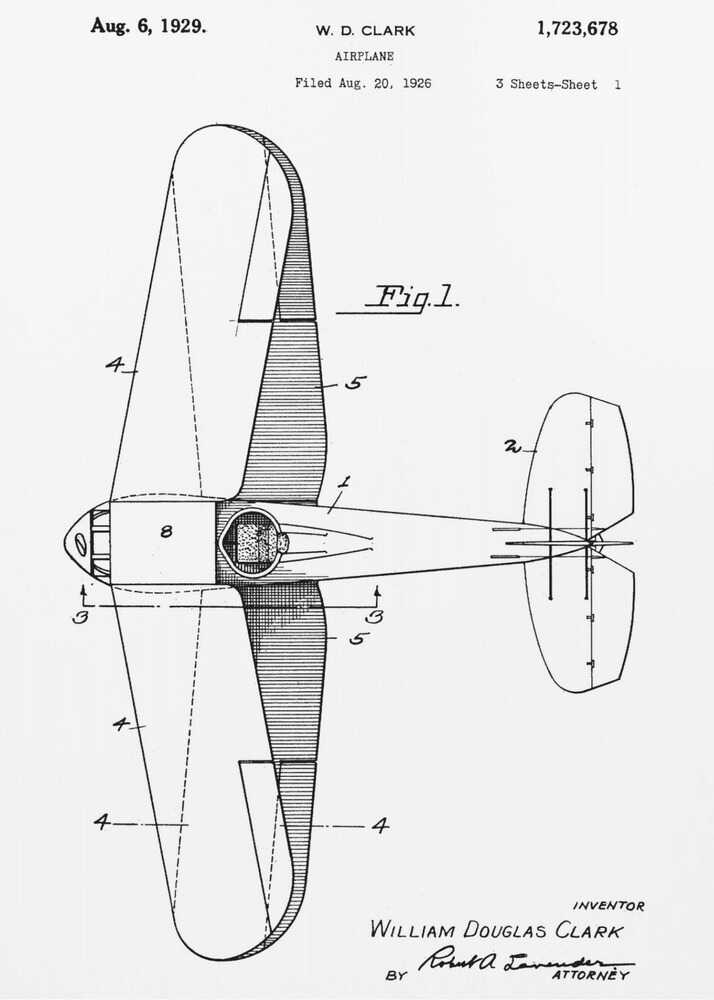 Airplane Patent 1929 - Poster / Art Print
