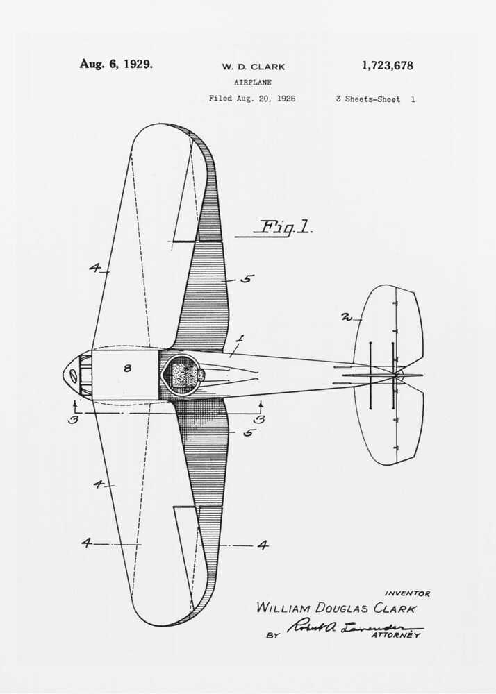 Airplane Patent 1929 - Poster / Art Print