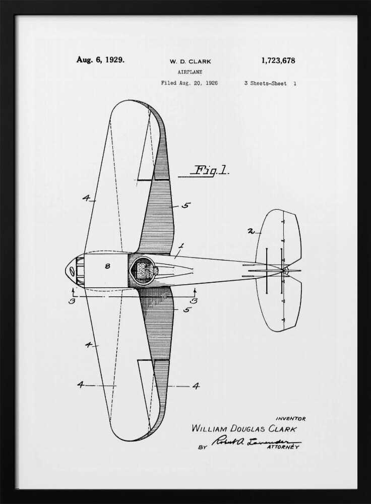 Airplane Patent 1929 - Poster / Art Print
