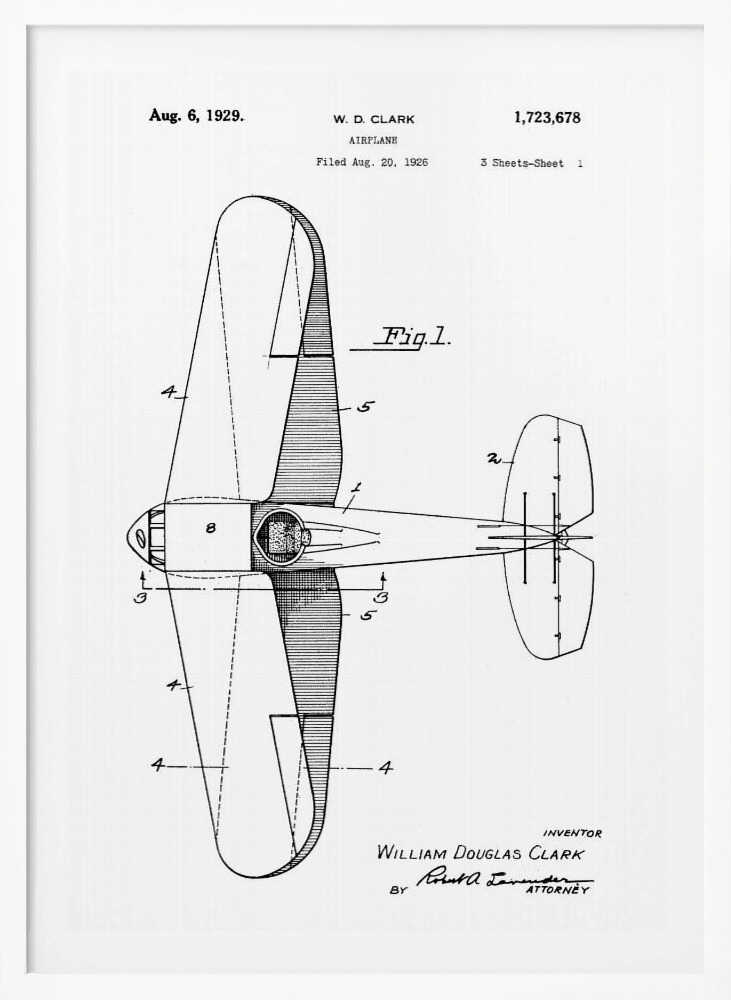 Airplane Patent 1929 - Poster / Art Print