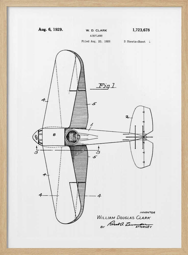 Airplane Patent 1929 - Poster / Art Print