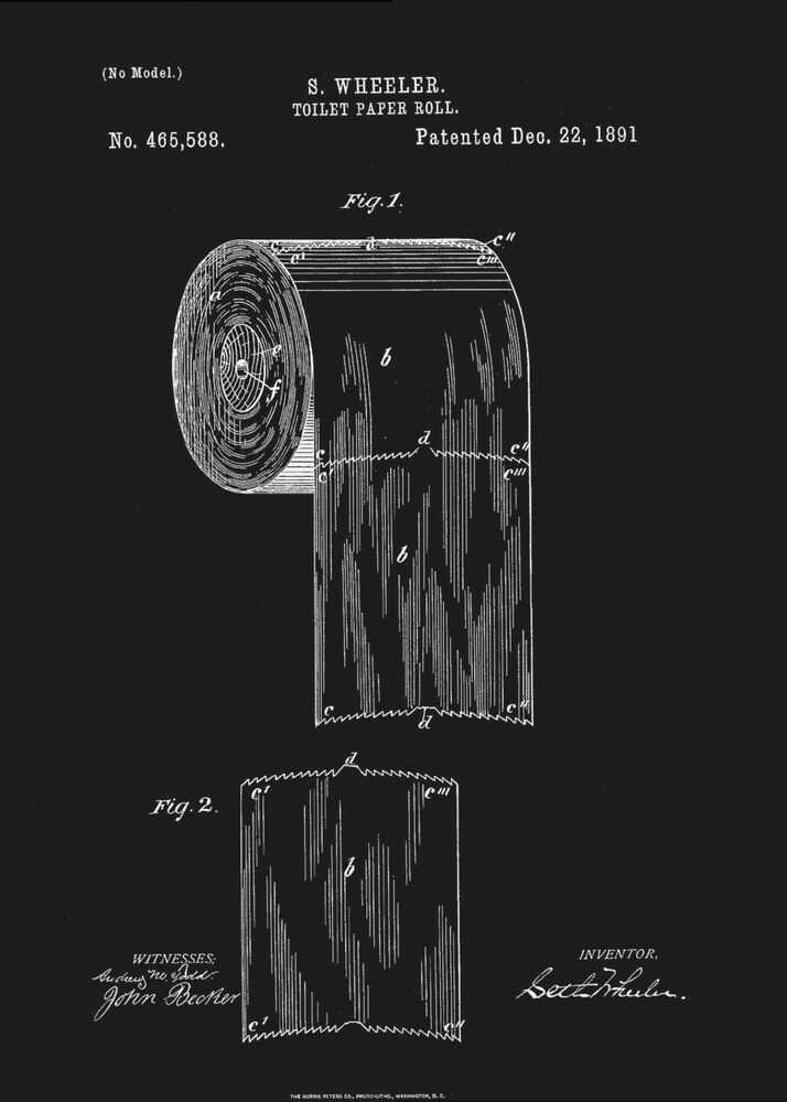 Toilet Paper Roll Patent 1891 - Poster / Art Print