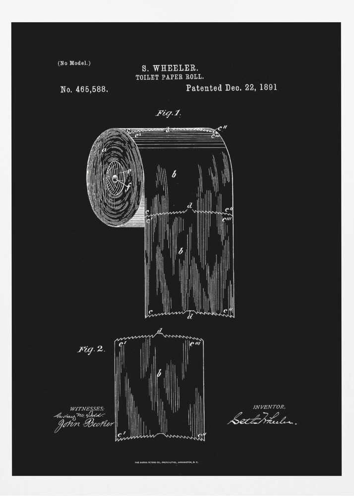 Toilet Paper Roll Patent 1891 - Poster / Art Print