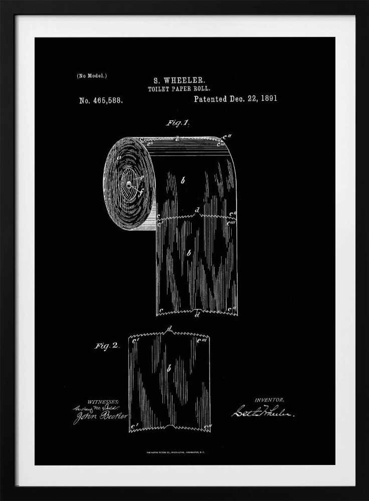 Toilet Paper Roll Patent 1891 - Poster / Art Print